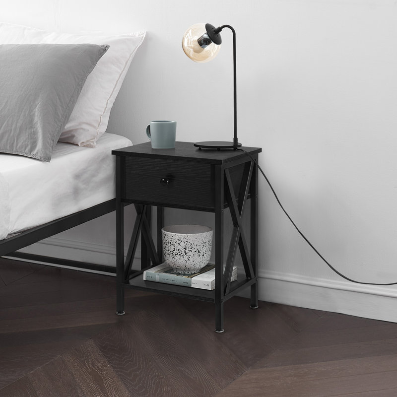 17 Stories 1 Drawer Metal Nightstand in Black & Reviews Wayfair.ca